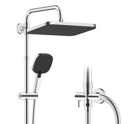 Kit de douchette de régénération, autonettoyante, avec barre de douche en acier inoxydable, noir/chromé, dimensions 30x20 cm