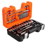 Kit de douilles 1/4" et 1/2" avec profil métrique Bi-Hex et liquet poignée métallique - 56 pièces