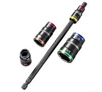 Kit de douilles 9 en 1 pour visseuse à percussion comprenant 8 tailles SAE 1/4 5/16 3/8 7/16 1/2 9/16 5/8 3/4" et porte-embout intégré