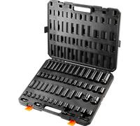 Kit de douilles à chocs de 3/8 et 1/2 pouces, ensemble de 59 pièces comprenant des douilles SAE de 5/16 à 1-1/4 pouces et métriques de 6 à 32 mm, en acier allié Cr-Mo pour la réparation automobile