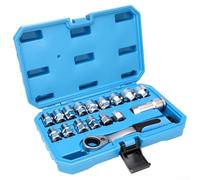 Kit de douilles à cliquet passe-partout conçu pour les zones difficiles à atteindre, design antidérapant à extrémité ouverte pour écrous dénudés, ensemble d'outils complet bleu, 28 pièces (17 pièces)