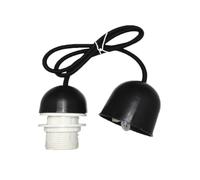 Kit de douilles avec câble, fleuron et culot E27. Longueur de 1 mètre dans une élégante couleur noire. Idéal pour apporter style et fonctionnalité à vos ambiances lumineuses.