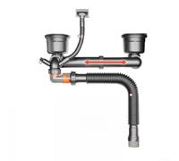 Kit de drainage anti-odeur pour évier de cuisine | Tuyau de vidange d'évier mural avec connecteurs réglables pour tuyaux de 30/40/50 mm, pièces de rechange pour plomberie de