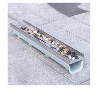 Kit de drainage de tranchée en acier inoxydable - Drain de douche linéaire rectangulaire avec grille for utilisation intérieure et extérieure(100x26x17.5cm)