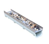 Kit de drainage de tranchée en acier inoxydable - Drain de douche linéaire rectangulaire avec grille for utilisation intérieure et extérieure(100x26x25cm)