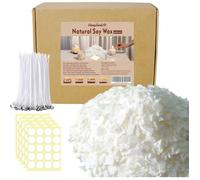 Kit de Fabrication de Bougies, 1kg Cire de Soja Naturelle,100pcs Mèches et 100 Meches Autocollants, Grand kit de Bougies