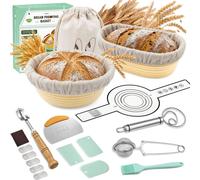 Kit de fabrication de pain au levain, comprenant 12 pièces, avec des paniers de fermentation pliables en silicone