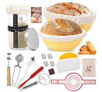 Kit de fabrication de pain au levain, comprenant 16 pièces : paniers de fermentation, récipients de fermentation et accessoires