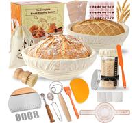 Kit de fabrication de pain au levain, comprenant 23 pièces, avec paniers de fermentation de 25/23 cm et accessoires pour la cuisson du pain