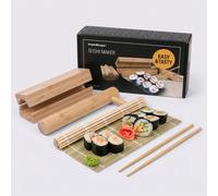Kit de fabrication de sushi avec baguettes, tapis de bambou et rouleau de bazooka à sushi - Ensemble de démarrage pour sushi à la maison, cadeau Préparez des sushis frais et faits maison avec ce kit à