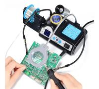 Kit de fer à souder - Modèle 927-IV - Avec pinces auxiliaires - Lampe loupe - Station de soudure numérique - Chauffage rapide - Bleu