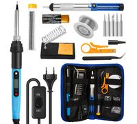 Kit de fer à souder pour électronique 80W LCD numérique température réglable outils de réparation de soudage avec interrupteur, pointes d'étain à souder 14IN1 Kit