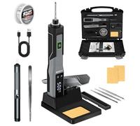 Kit de fer à souder sans fil chauffant 5 s 14 en 1 portable avec affichage LED 200 à 500 °C, mise en veille automatique, outil de soudage électrique sans fil rechargeable par USB pour réparation de