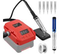 Kit de fer à souder sans fil pour batterie Einhell Power X-Change 18 V 60 W LCD Température réglable 180-480 °C, avec interrupteur ON/OFF, tige d'aspiration, fil à souder 50 g, support de fer à souder