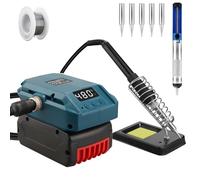 Kit de fer à souder sans fil pour système Bosch Professional 18 V, batterie GBA, LCD 60 W, température réglable de 180 à 480 °C, avec interrupteur marche/arrêt, tige d'aspiration, fil à souder 50 g