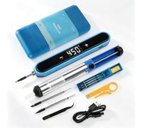 Kit de fer à souder, température réglable de 180 à 450 °C, fer à souder électrique, 3 broches à souder, chargeur, boîte de rangement, douchette à souder, pince courbée, coupe-câble