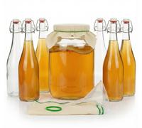 Kit de fermentation de 4 litres, comprenant un récipient en verre et 6 bouteilles de 750 ml avec bouchons hermétiques