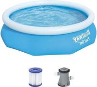 Kit de fermeture pour piscine avec pompe à bouches d'incendie, 305 x 76 cm, bleu, forme ronde.