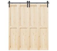 Kit de ferrures de porte coulissante 183 cm en acier revêtu par pulvérisation noir avec butée de porte et guide au sol pour porte de chambre, protection anti-effraction, montage, sécurité, porte