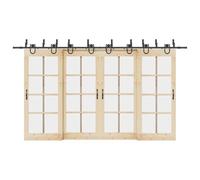 Kit de ferrures de porte coulissante 400 cm en acier noir, ferrure de porte avec roulettes et butée de porte, montage pour portes de grange, utilisation intérieure et extérieure, compatible avec porte