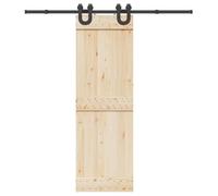 Kit de ferrures de porte coulissante de 200 cm en acier revêtu par pulvérisation noir avec butée de porte et guide au sol pour portes de chambre et portes d'appartement - Glissement silencieux et