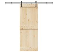 Kit de ferrures de porte coulissante de 213,5 cm en acier revêtu par pulvérisation noir avec butée de porte et guide au sol pour porte de chambre et porte d'appartement - Glissement silencieux et