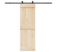 Kit de ferrures de porte coulissante de 213 cm en acier revêtu par pulvérisation noir avec butée de porte, guide au sol et rails pour portes de chambre, portes de salon, montage et glissement