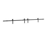 Kit de ferrures de porte coulissante de 427 cm en acier revêtu par pulvérisation noir avec butées de porte et roulettes pour portes de grange, accessoires de montage, convient pour portes de 107 cm de