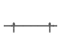 Kit de ferrures de porte coulissante en acier noir 152 cm | Glissières en acier revêtu par pulvérisation, mini kit, butée de porte, joints en caoutchouc, guide au sol, porte non incluse