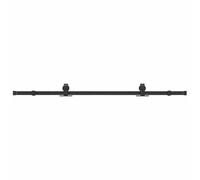 Kit de ferrures de porte coulissante en acier noir 183 cm | Mini kit de quincaillerie pour porte coulissante, rail coulissant, butée de porte, joints en caoutchouc, guidage au sol