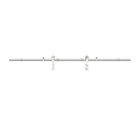 Kit de ferrures pour porte coulissante en acier inoxydable argenté 200 cm | Kit de quincaillerie pour mini porte coulissante en acier inoxydable, rails coulissants, guidage au sol, butée de porte