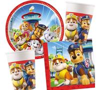 Kit de fête 36 pièces « Pat' Patrouille - Rescue Heroes » avec assiettes en carton + serviettes + gobelets en carton pour anniversaire d'enfant et fête à thème | Assiettes de police pour chien