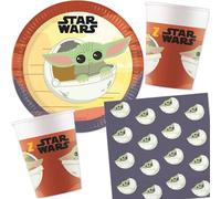 Kit de fête 36 pièces « Star Wars Mandala » avec assiettes en carton, serviettes et gobelets en carton pour anniversaire d'enfant et fête à thème | Guerrier étoilé | Décoration d'anniversaire