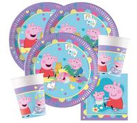 Kit de fête - Peppa Pig avec Baby Evie - 36 pièces - Assiettes en carton, gobelets en carton, serviettes pour anniversaire d'enfant