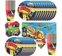 Kit de fête « Super-héros » pour 20 invités - Décoration d'anniversaire pour les fêtes d'enfants
