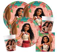 Kit de fête - Vaiana - 36 pièces - Assiettes en carton, gobelets en carton et serviettes pour anniversaire d'enfant