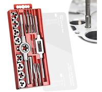 Kit de filetage 20 pièces : M3 - M12, pour le bricolage. Comprend : tarauds, filières, tarauds et forets. Kit de filetage complet, rouge.