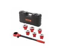 Kit de Filetage de Tuyau à Cliquet 1/4"" NPT-1-1/4"" NPT Coffret Filières de Plombier Manuel Portable 6 Matrices NPT Mallette de Ran