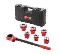 VEVOR Kit de Filetage de Tuyau à Cliquet 1/4" NPT-1-1/4 NPT Coffret Filières de Plombier Manuel Portable 6 Matrices NPT Mallette de Rangement pour Plomberie Tuyaux en Aluminium Galvanisé Fer Cuivre