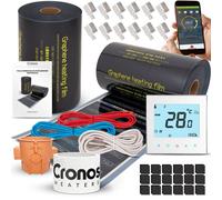 Kit de films chauffants infrarouges Cronos GRAPHENE, 220 W/m², 50 cm de large, pour une surface de 12 m² + Thermostat Wi-Fi AC605H, blanc