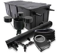 SunSun Kit complet: CBF-350C Filtre de bassin jusqu'à 90000 L, CTF-8000 pompe de filtration 8000l/h 70W, CUV-272 lampe uv 72W, 25m Tuyau 25 mm, CSP-250 Écumeur 2500l/h 45W, Y-distributeur
