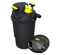 Kit de filtration pour bassin, comprenant une pompe, adapté aux bassins jusqu'à 10 000 litres, de couleur noire et jaune