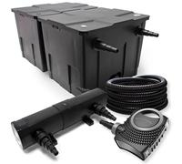 Kit de filtration pour étang, capacité 60 000 litres, lampe UVC 24 W, pompe 80 W, tuyau de 25 mètres