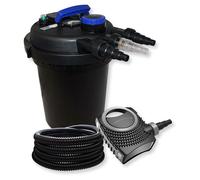 Kit de filtration Teichdruck comprenant : filtre de 6000 litres, lampe UVC de 11 watts, tuyau de 25 mètres et pompe de 70 watts