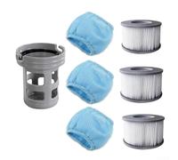 Kit de filtre et support de rechange compatible avec Miweba pour jacuzzi gonflable Mspa Delight Premium Concept comprend trois filtres sacs en maille pour l'entretien de l'eau propre
