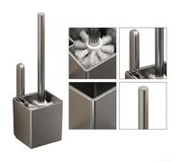 Kit de fixation murale pour cuvette de toilette - Nettoyeur d'angle à poils plats et support de rangement - Installation sans perçage pour les petits espaces - 21,5 x 8,3 cm