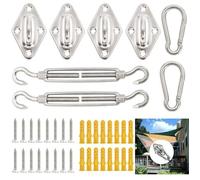 Kit de Fixation Voile d'ombrage,40Pcs Kit de Montage Fixations d'ombrage de Voile,Acier Inoxydable 304 Kit Accessoires de Fixation d