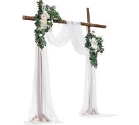 Kit de fleurs artificielles pour arche de mariage, blanc, avec 2 fleurs et 2 draperies