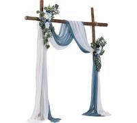 Kit de fleurs artificielles pour arche de mariage bleu avec 2 fleurs et 2 draperies