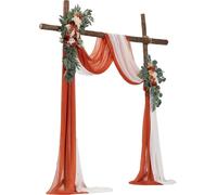 Kit de fleurs artificielles pour arche de mariage orange avec 2 fleurs et 2 draperies